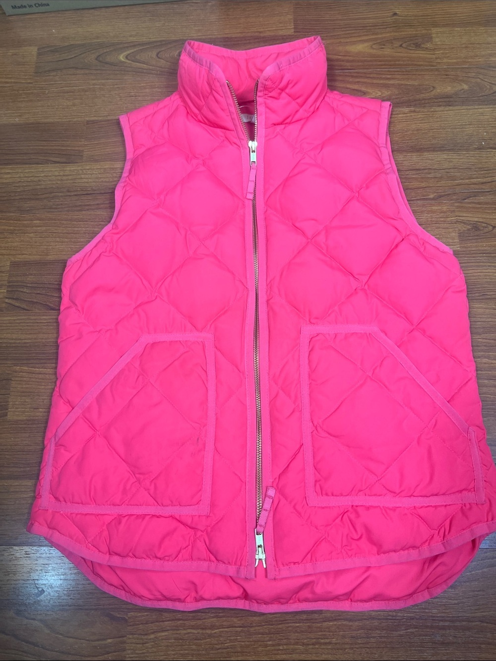 J Crew Factory Sz S Bright Pink Quilted Vest Down Filled NWT